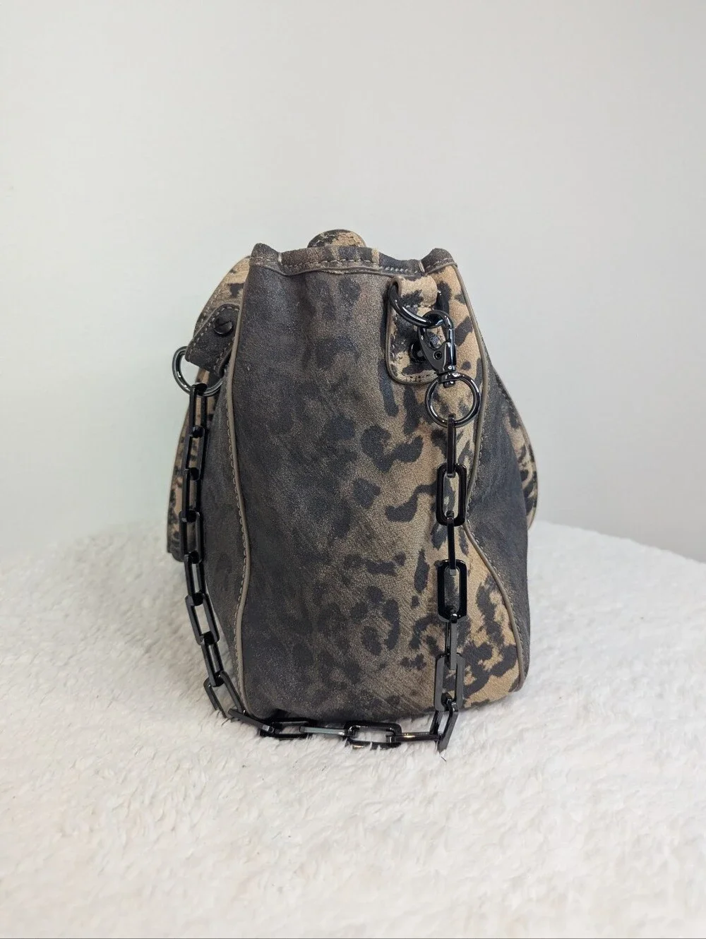 Tory Burch Amanda Leopard Print Satchel Chain Strap NWT Tag Coconut 11109017 - Picture 4 of 15
